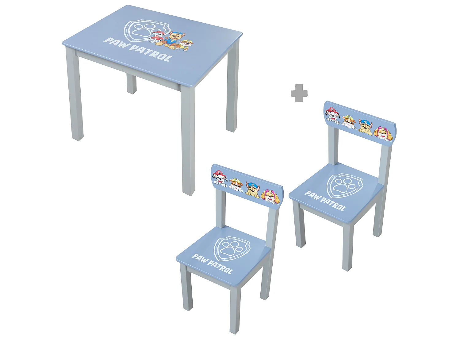 Ensemble table et chaises Paw Patrol 3 pièces pour enfants, bleu, en bois, 2 places, forme rectangulaire
