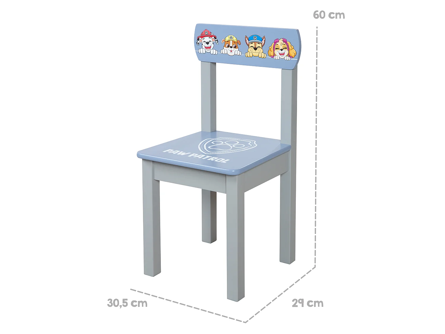 Ensemble table et chaises Paw Patrol 3 pièces pour enfants, bleu, en bois, 2 places, forme rectangulaire