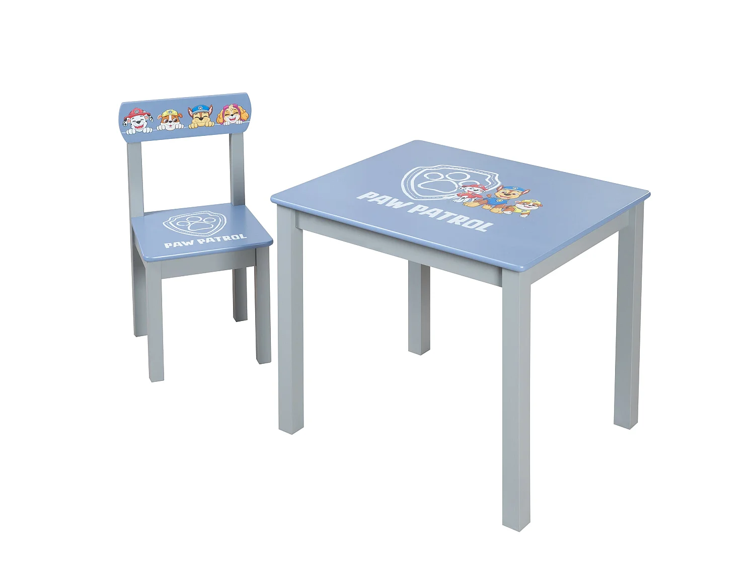Ensemble Table et Chaise Enfant Roba Paw Patrol - Bleu et Gris, Sécuritaire, Facile à Assembler, Cadeau Idéal pour les Tout-Petits