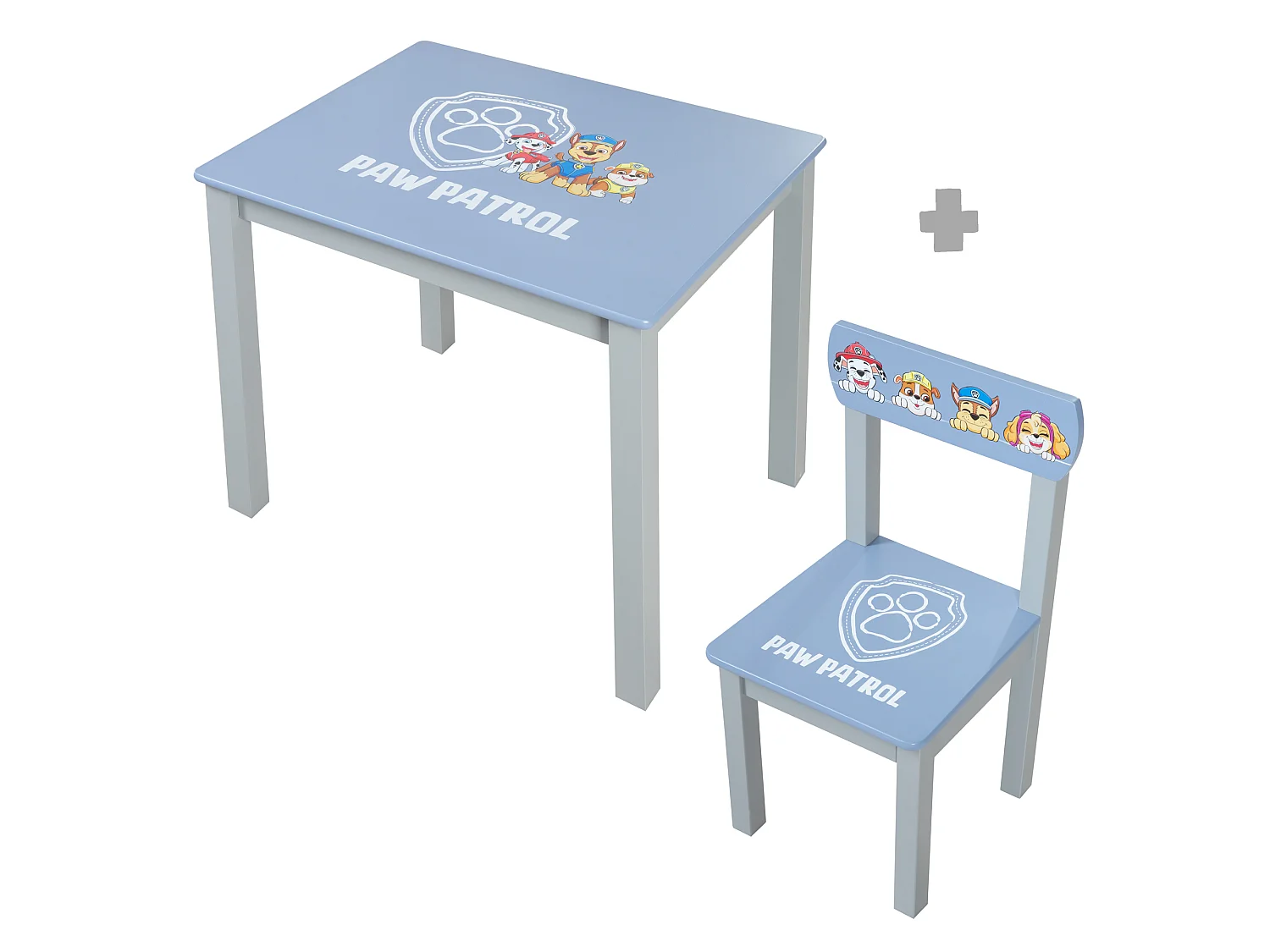 Ensemble Table et Chaise Enfant Roba Paw Patrol - Bleu et Gris, Sécuritaire, Facile à Assembler, Cadeau Idéal pour les Tout-Petits