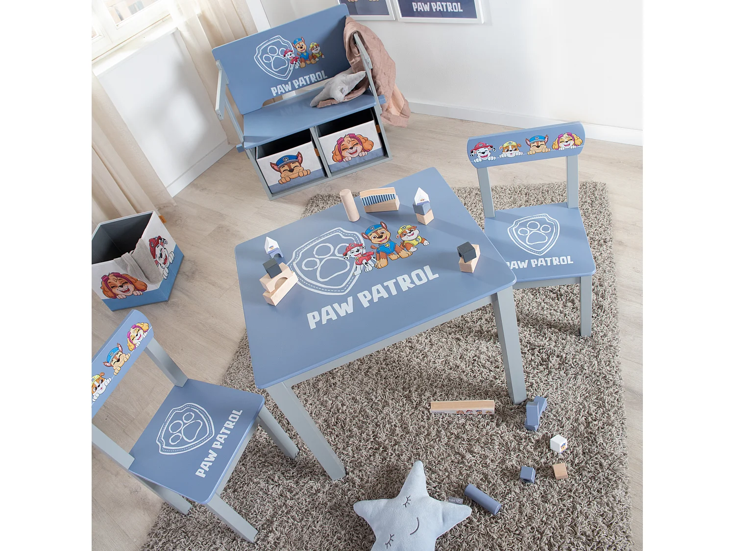 Ensemble Table et Chaise Enfant Roba Paw Patrol - Bleu et Gris, Sécuritaire, Facile à Assembler, Cadeau Idéal pour les Tout-Petits
