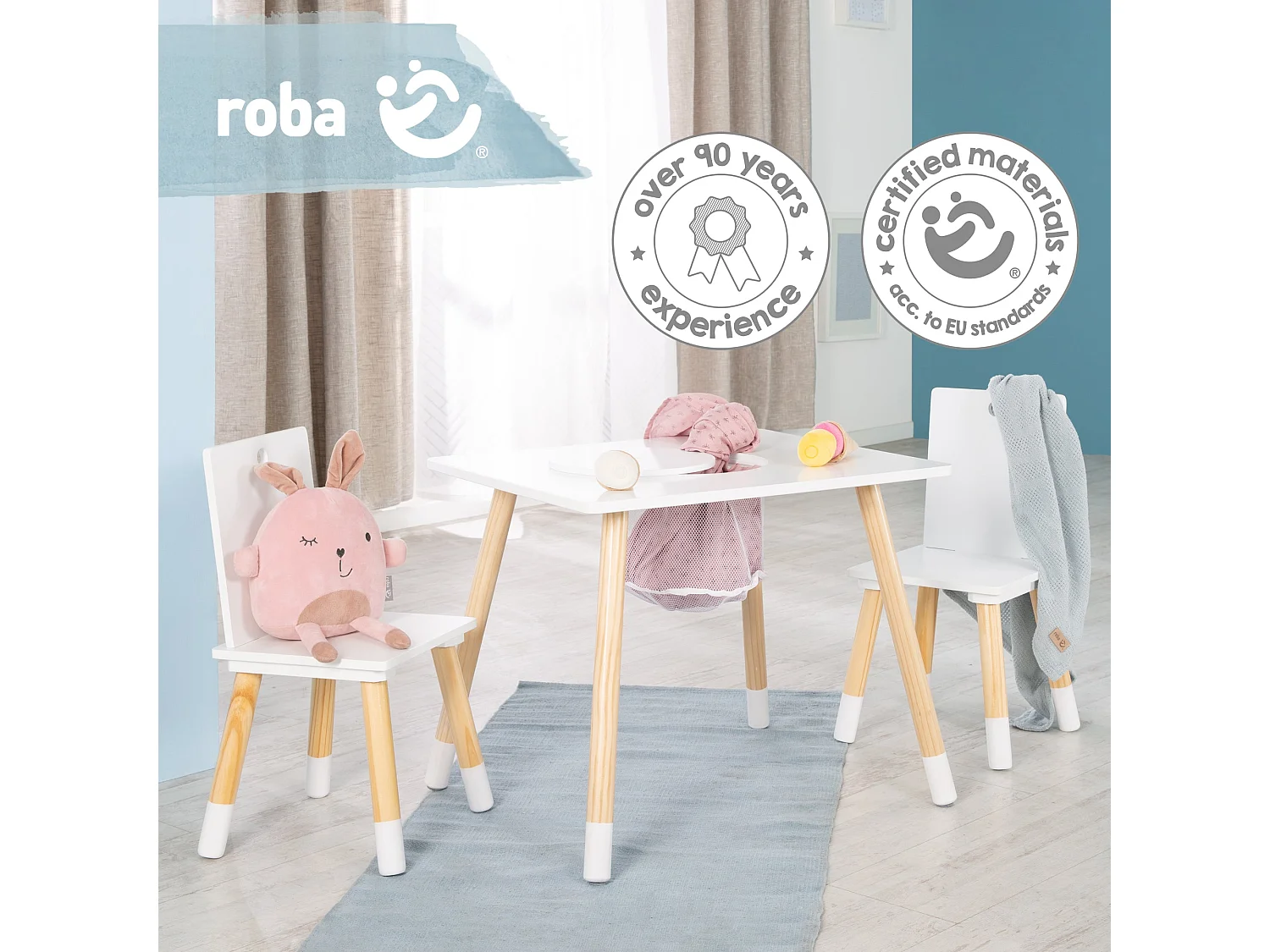 Ensemble de sièges pour enfants Roba 3 pièces avec filet de rangement, Idéal pour les 1,5-10 ans