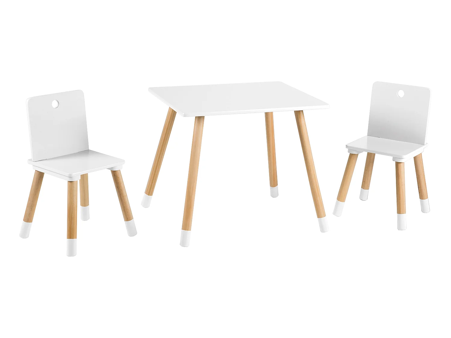 Conjunto de mesa e cadeiras infantis Roba de 3 peças com pernas de madeira