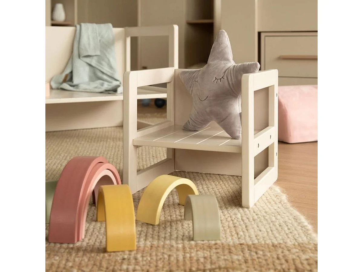 Tabouret évolutif enfant ROBA 3 hauteurs - Laqué Beige Cachemire