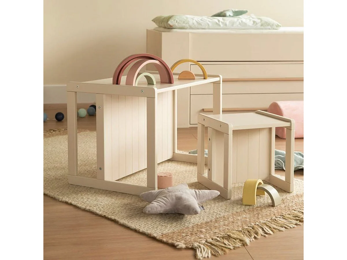 Tabouret évolutif enfant ROBA 3 hauteurs - Laqué Beige Cachemire
