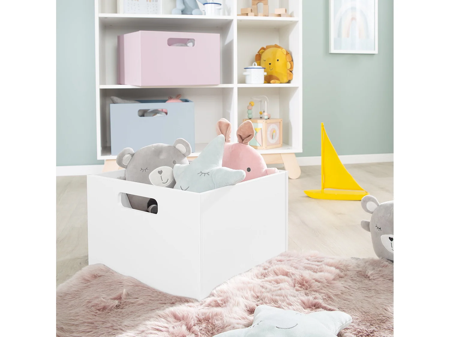 Boîte de rangement pour jouets Roba avec poignées pratiques, Divers coloris, 26x42x38cm
