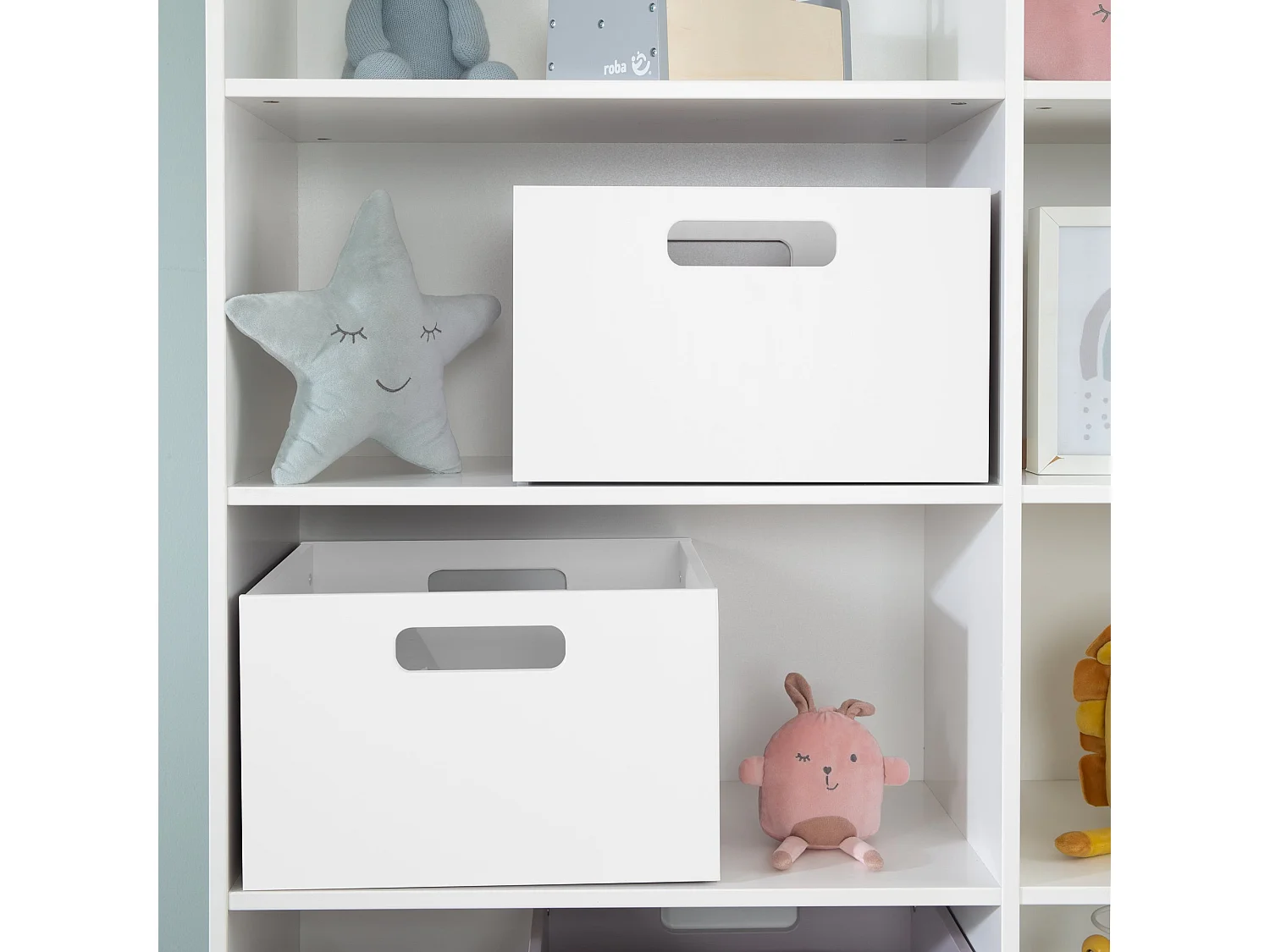 Boîte de rangement pour jouets Roba avec poignées pratiques, Divers coloris, 26x42x38cm