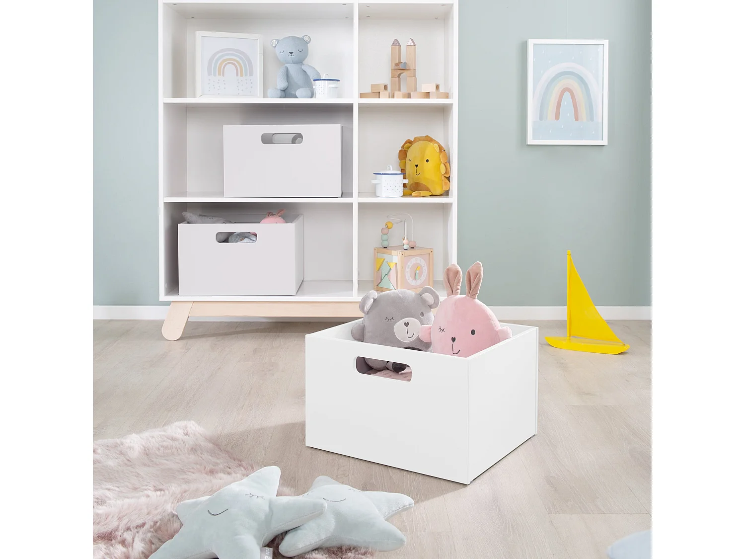 Boîte de rangement pour jouets Roba avec poignées pratiques, Divers coloris, 26x42x38cm