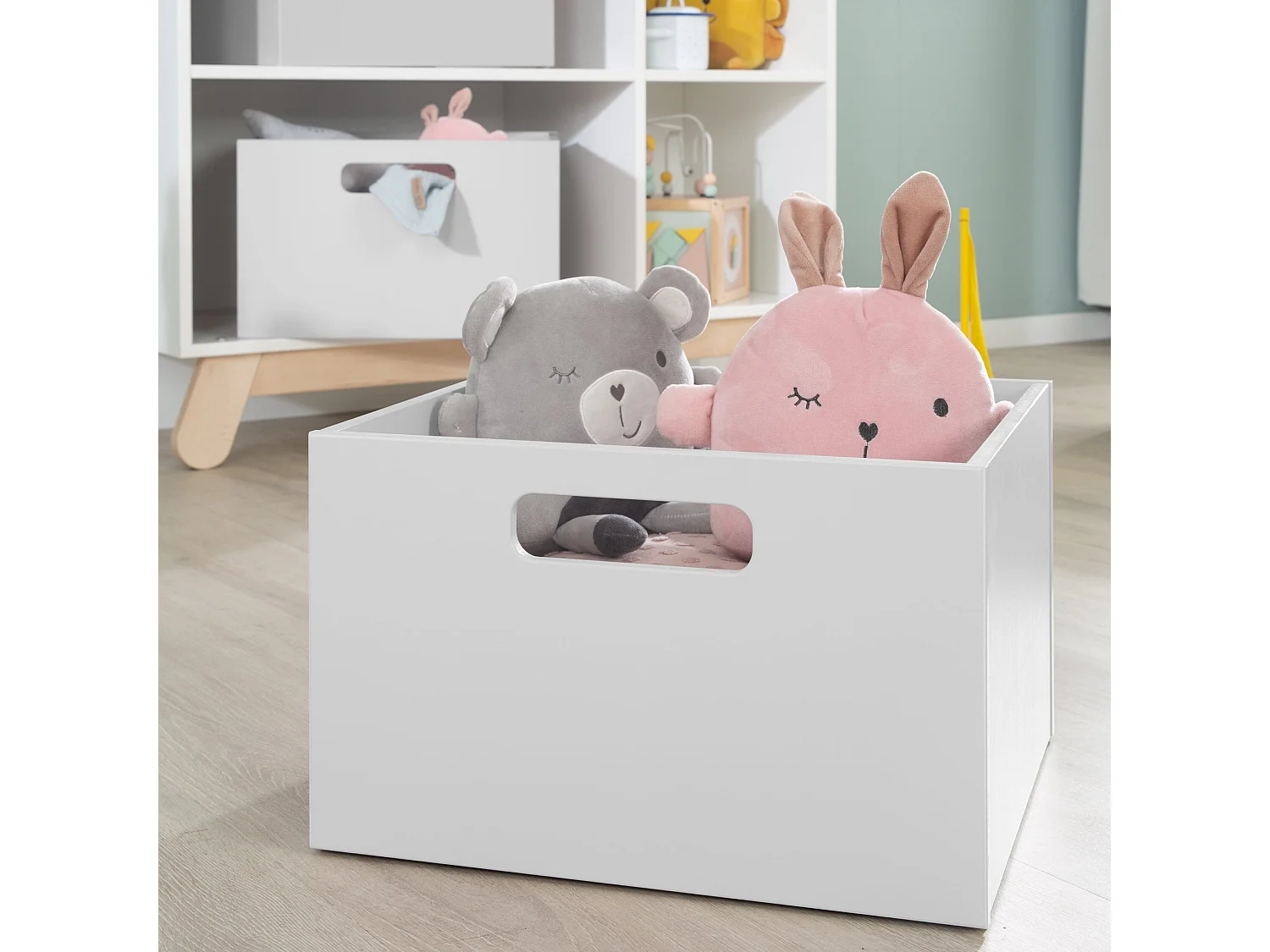 Boîte de Rangement pour Jouets Roba Gris 26x42x38 cm - Idéale pour l'Organisation de la Chambre des Enfants