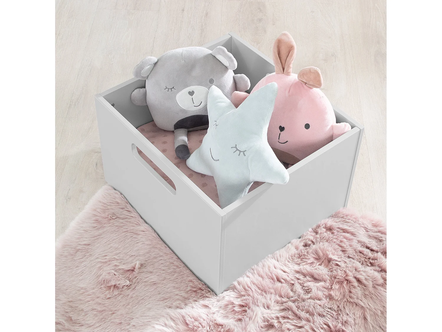Boîte de Rangement pour Jouets Roba Gris 26x42x38 cm - Idéale pour l'Organisation de la Chambre des Enfants