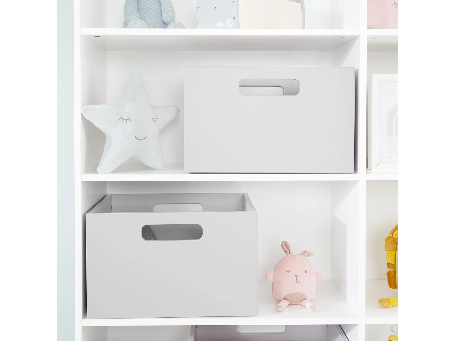 Boîte de Rangement pour Jouets Roba Gris 26x42x38 cm - Idéale pour l'Organisation de la Chambre des Enfants