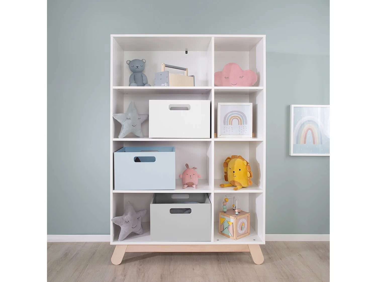 Boîte de Rangement pour Jouets Roba Gris 26x42x38 cm - Idéale pour l'Organisation de la Chambre des Enfants
