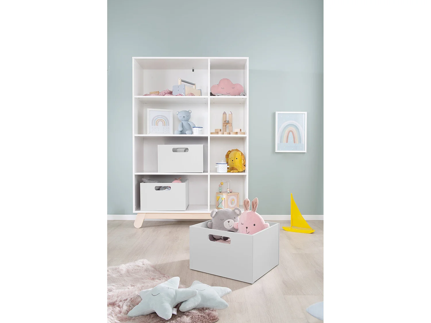 Boîte de Rangement pour Jouets Roba Gris 26x42x38 cm - Idéale pour l'Organisation de la Chambre des Enfants