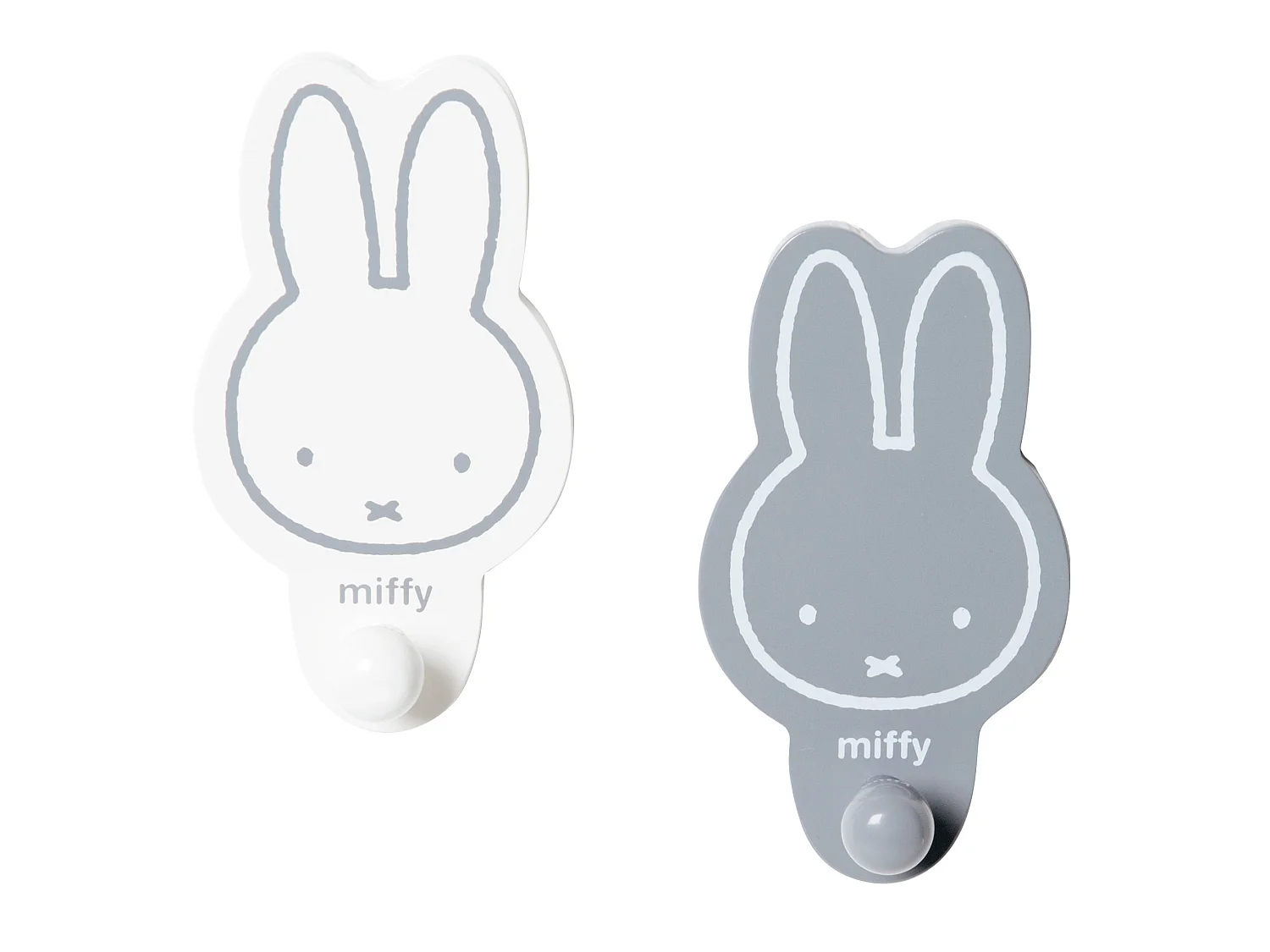Ensemble de 2 Crochets Muraux miffy® pour Enfants - Crochets MDF Blanc et Gris