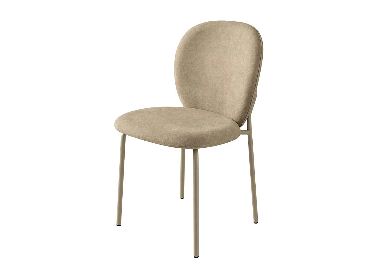 Chaise tissu taupe design arrondi (lot de 2) LORA