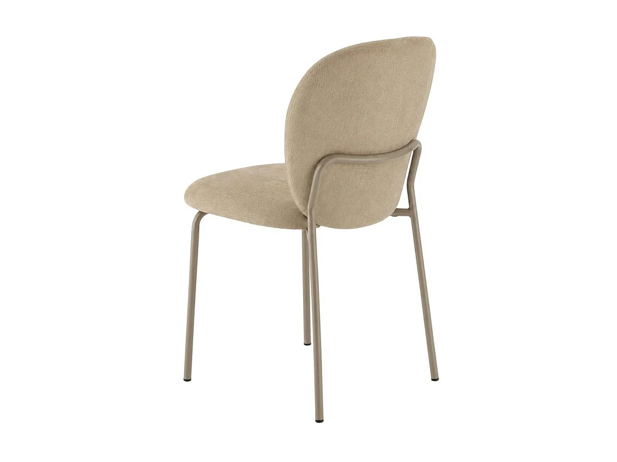Chaise tissu taupe design arrondi (lot de 2) LORA