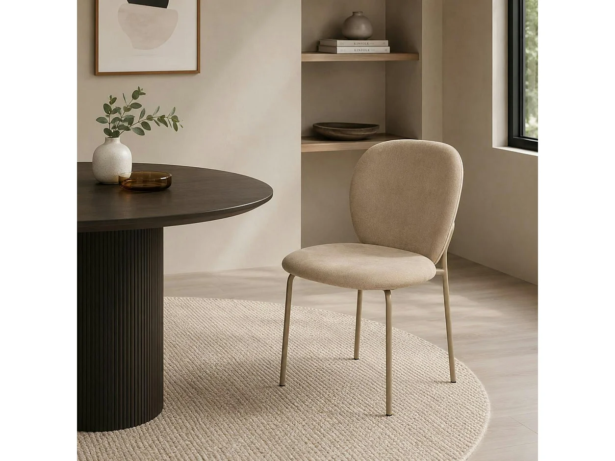 Chaise tissu taupe design arrondi (lot de 2) LORA