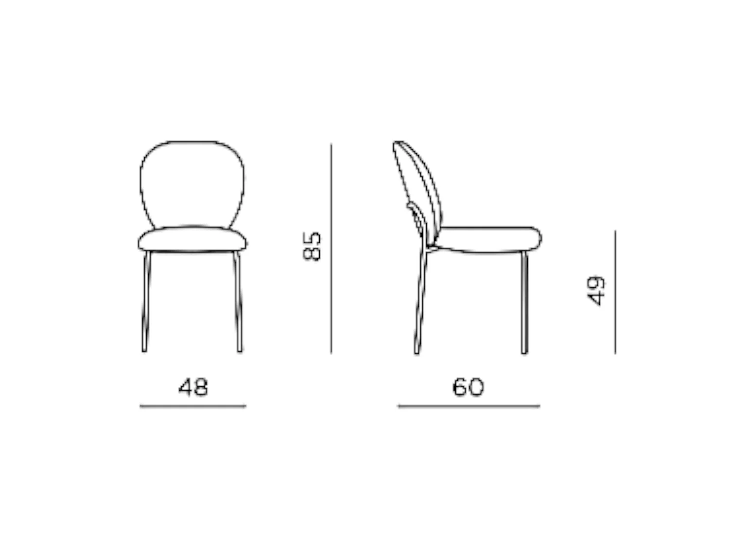 Chaise tissu taupe design arrondi (lot de 2) LORA
