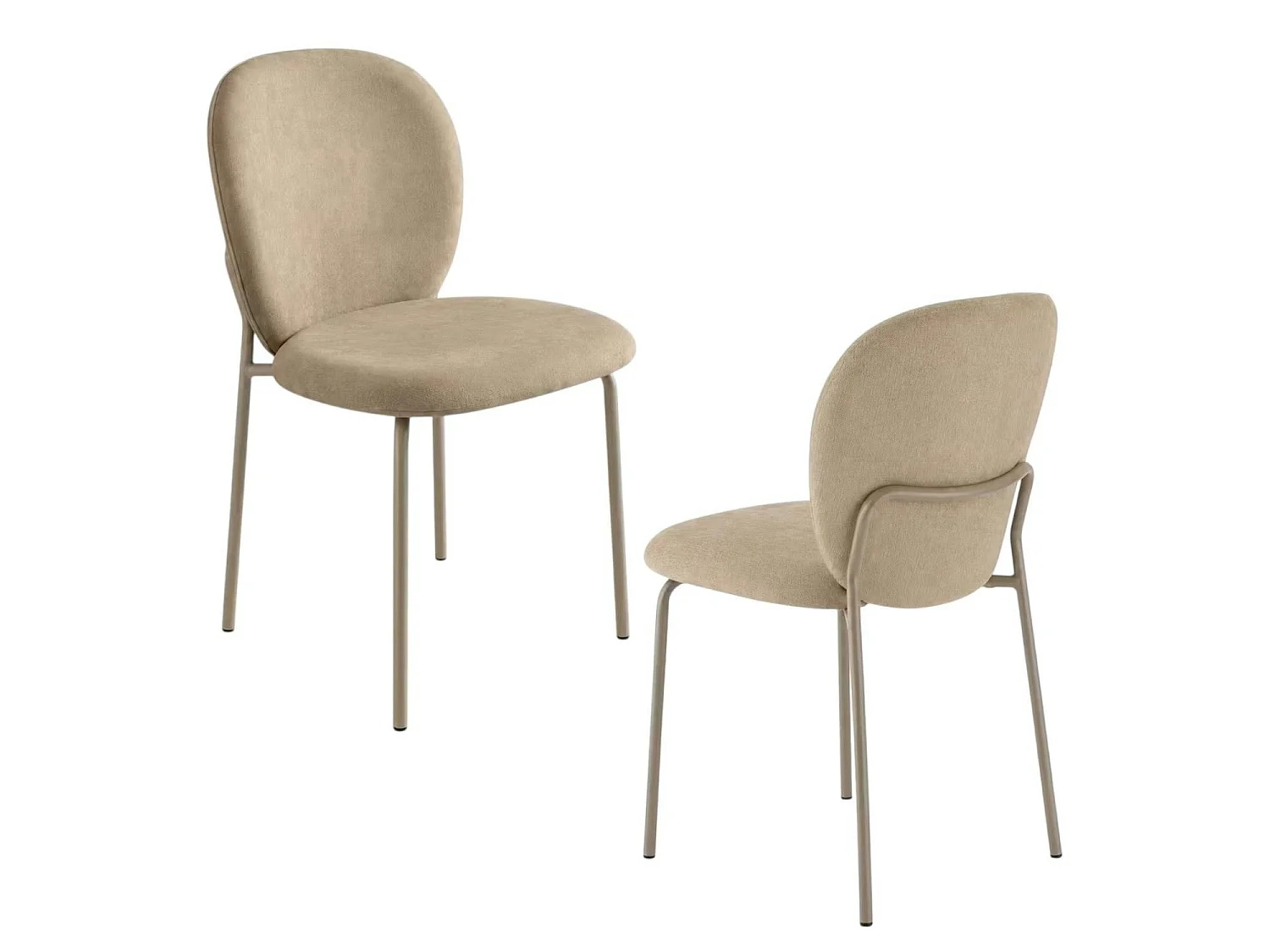 Chaise tissu taupe design arrondi (lot de 2) LORA