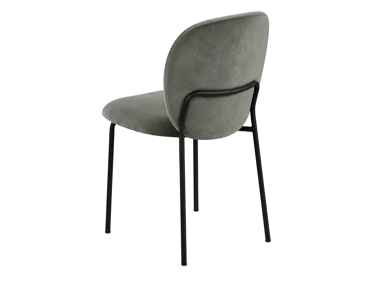 Chaise tissu gris foncé design arrondi (lot de 2) LORA