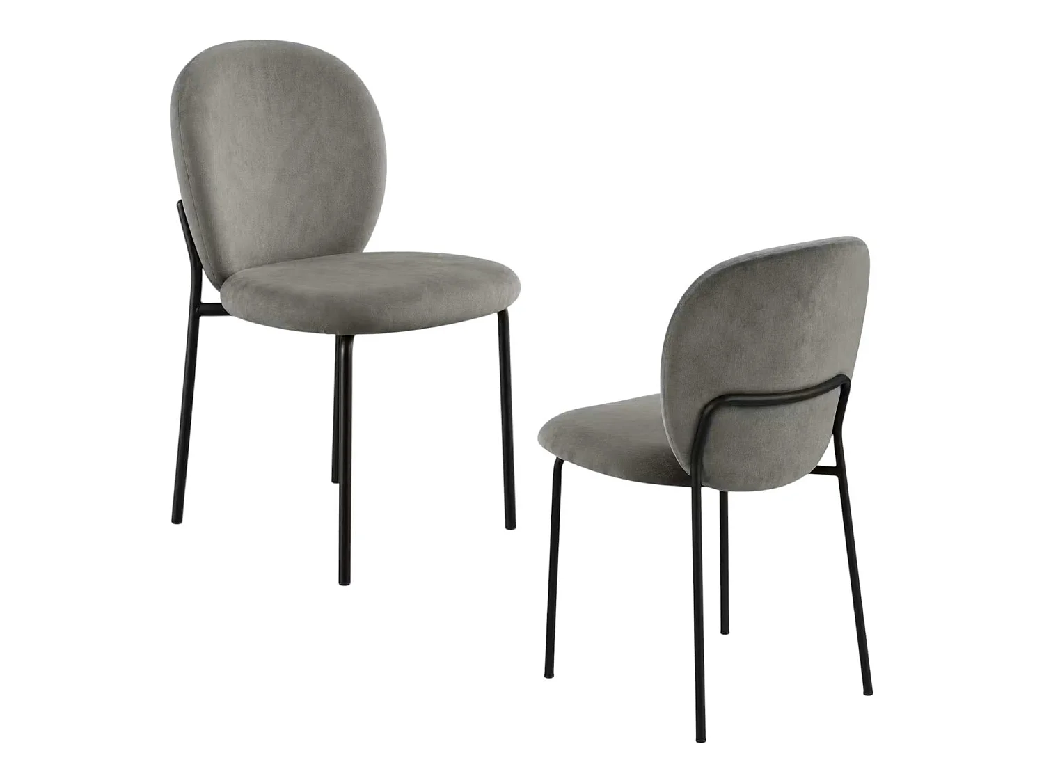 Chaise tissu gris foncé design arrondi (lot de 2) LORA