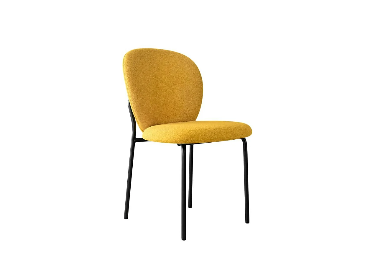 Chaise tissu moutarde design arrondi (lot de 2) LORA