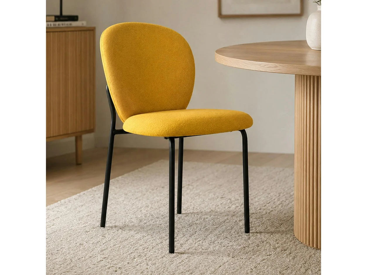 Chaise tissu moutarde design arrondi (lot de 2) LORA