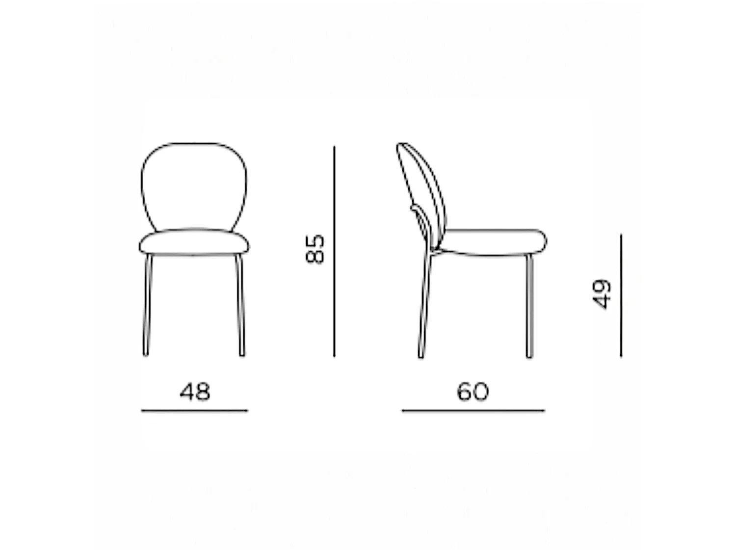 Chaise tissu moutarde design arrondi (lot de 2) LORA