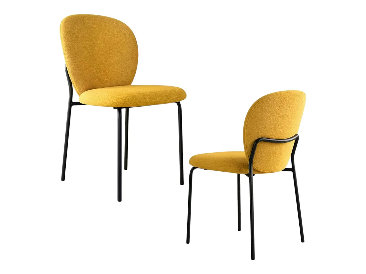 Chaise tissu moutarde design arrondi (lot de 2) LORA