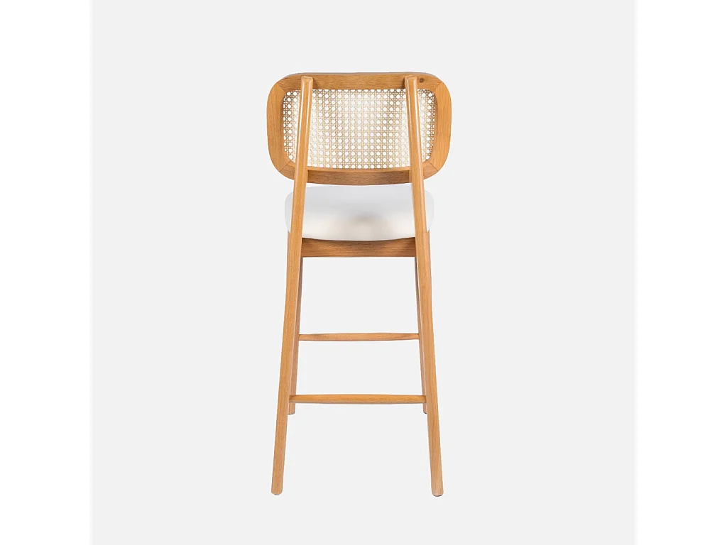 Taburete de bar de madera de hevea con rejilla y tela, set de 2
