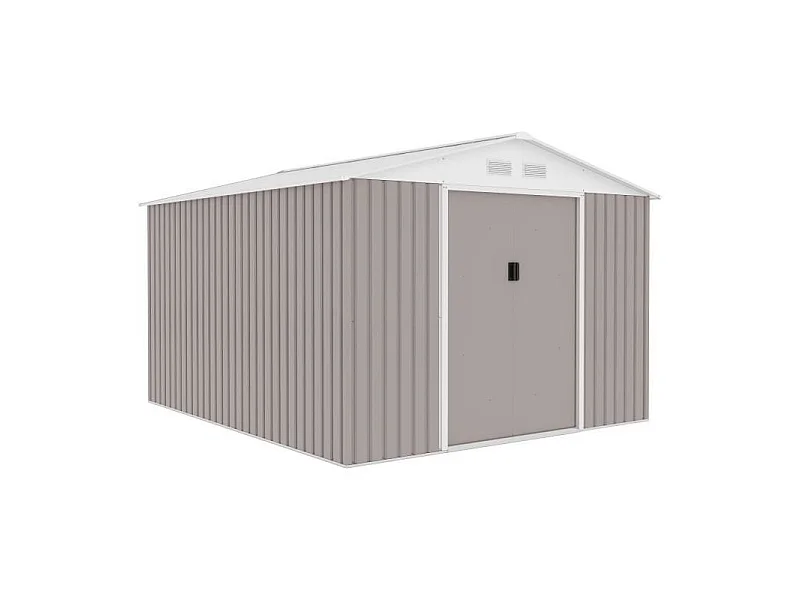 Metalen tuinhuis 8,84 m² - 277 x 319 x 202 cm - Inclusief verankeringsset - Taupe