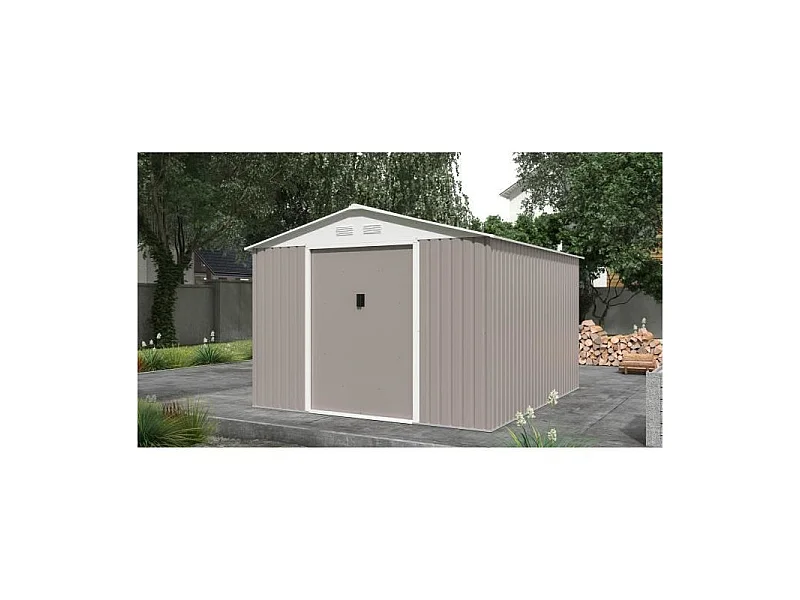 Metalen tuinhuis 8,84 m² - 277 x 319 x 202 cm - Inclusief verankeringsset - Taupe