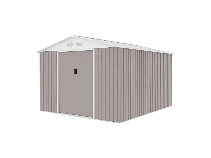 Metalen tuinhuis 8,84 m² - 277 x 319 x 202 cm - Inclusief verankeringsset - Taupe