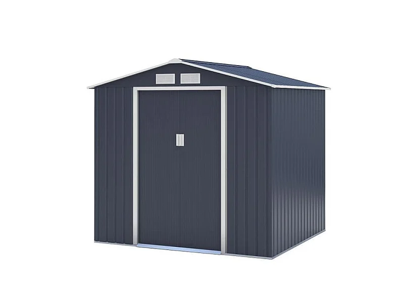 Abri de jardin en métal 4,07 m² - Kit d'ancrage inclus - Gris anthracite