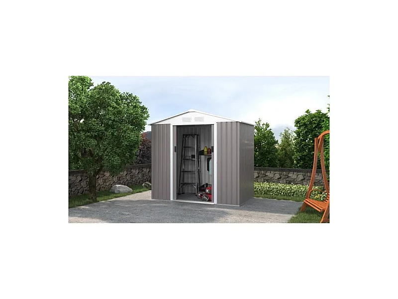 Abri de jardin en acier 2,71 m2 - Kit dancrage inclus - Taupe