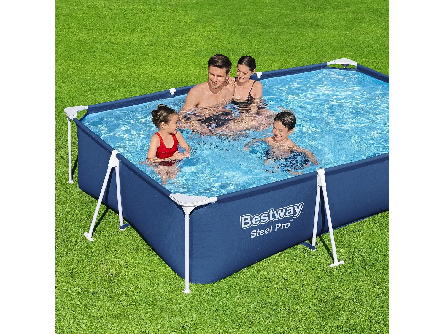 Piscina Fuori Terra Rettangolare Bestway Steel Pro 300x201x66 cm con Rivestimento in DuraPlus e Pompa Filtro a Cartuccia da 1.249 L/h