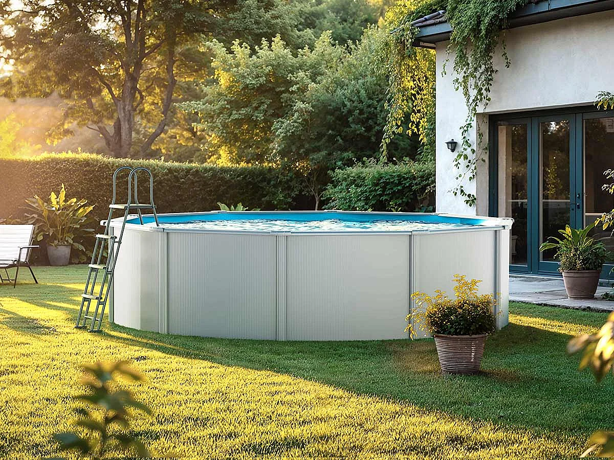 Gre Bora Bora Rundes Stahl Aufstellpool-Set - Weiß 4,80 x 1,22 m