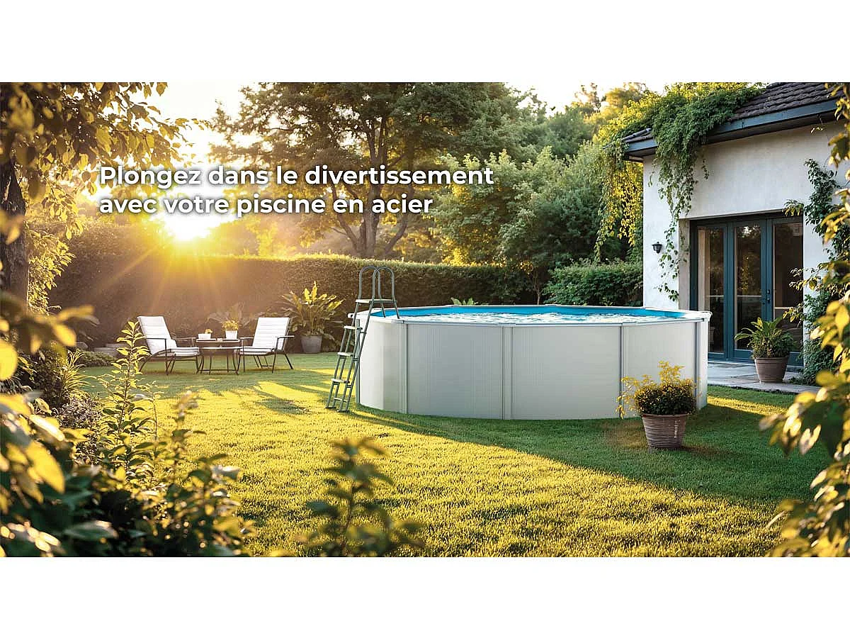 Gre Bora Bora Rundes Stahl Aufstellpool-Set - Weiß 4,80 x 1,22 m