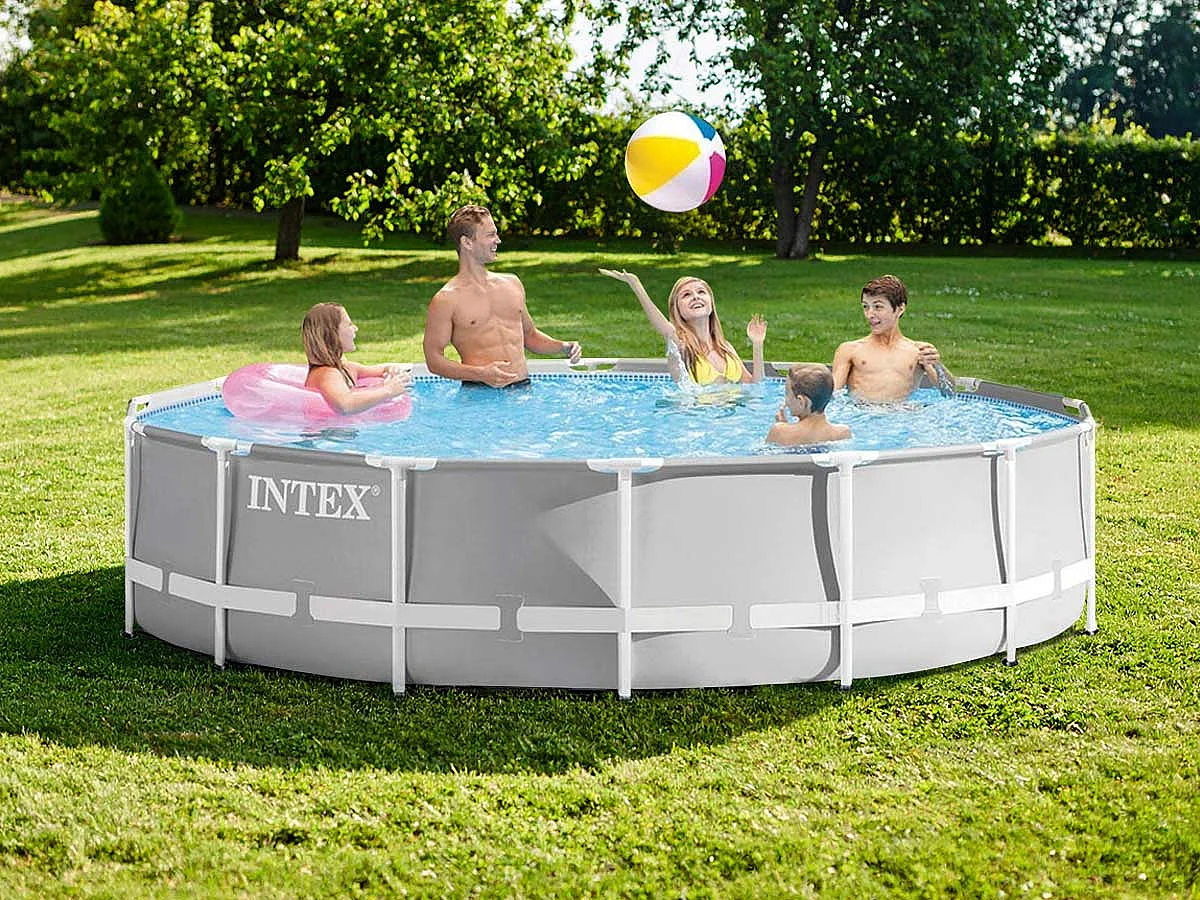 Piscina desmontable redonda Prism Frame con depuradora 12706L con accesorios gris Ø427x107 cm