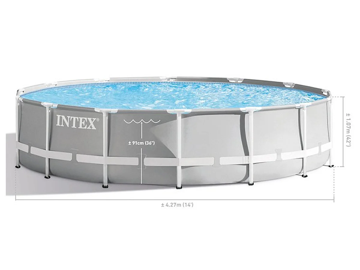 Piscina desmontable redonda Prism Frame con depuradora 12706L con accesorios gris Ø427x107 cm