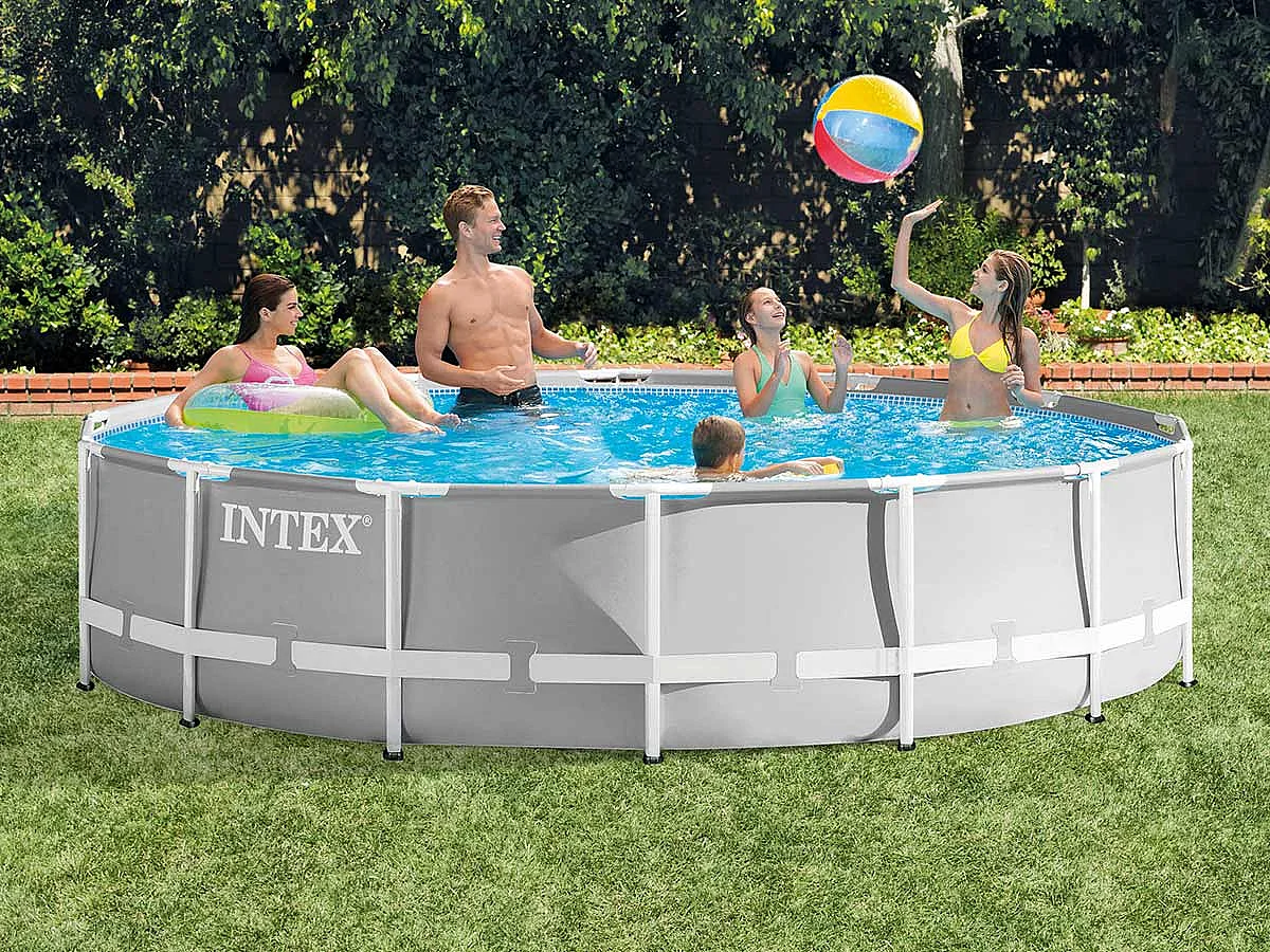 Piscina desmontable redonda Prism Frame con depuradora 12706L con accesorios gris Ø427x107 cm