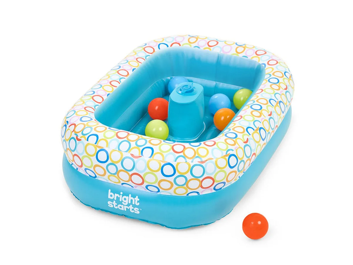 Bright Starts baignoire bébé gonflable 2-en-1 avec pompe intégrée et 8 balles - Bleu