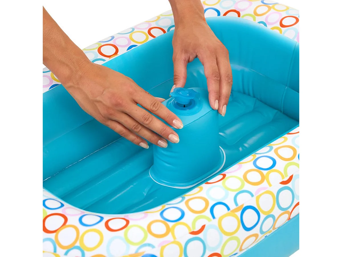 Bright Starts baignoire bébé gonflable 2-en-1 avec pompe intégrée et 8 balles - Bleu