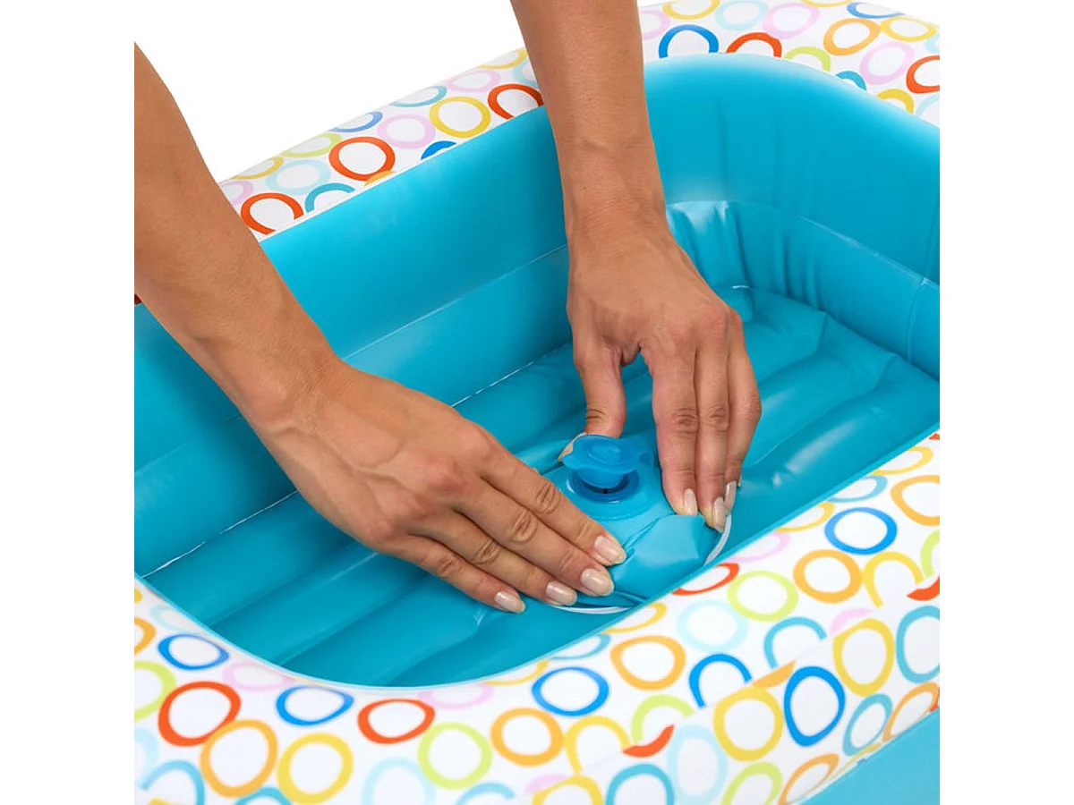 Bright Starts baignoire bébé gonflable 2-en-1 avec pompe intégrée et 8 balles - Bleu
