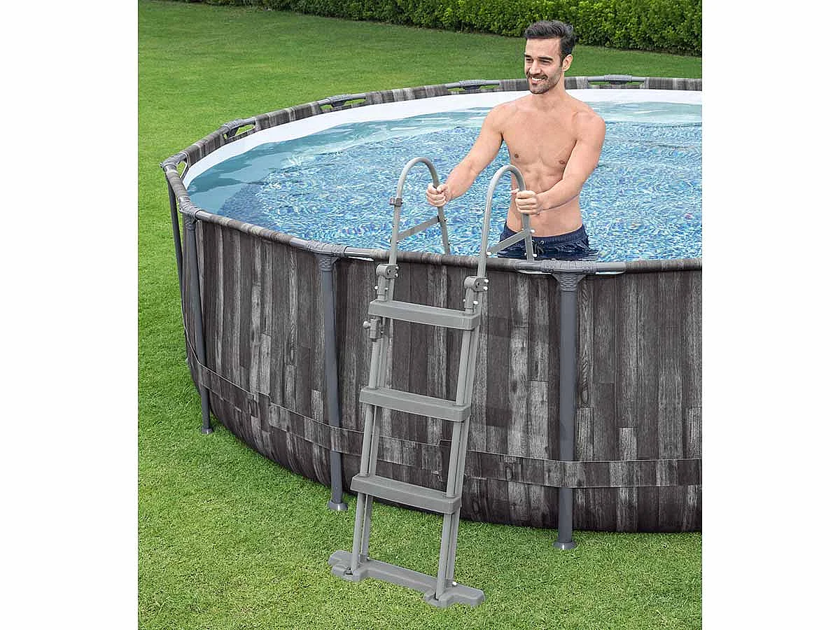 Piscina Fuori Terra Rotonda 366x100 cm con Pompa Filtro a Cartuccia 2.006 L/H Scala di Sicurezza
