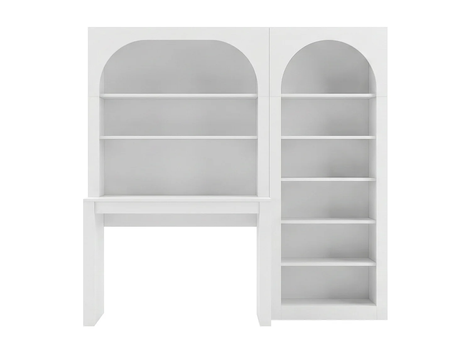 Bureau bibliothèque avec 2 étagères et 6 niches - Blanc - CYMORA