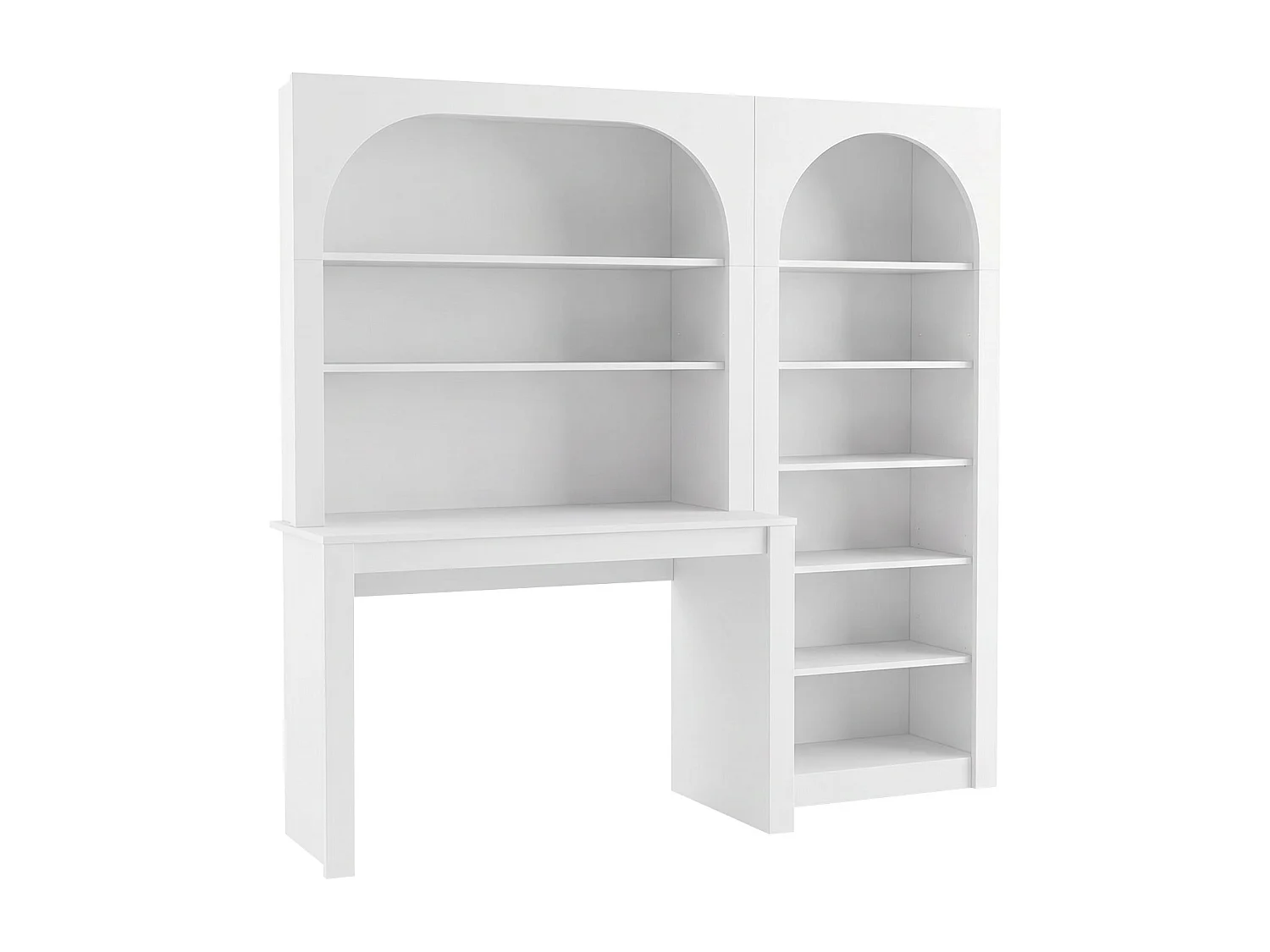 Bureau bibliothèque avec 2 étagères et 6 niches - Blanc - CYMORA