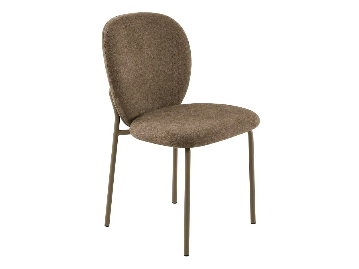 Chaise tissu marron design arrondi (lot de 2) LORA