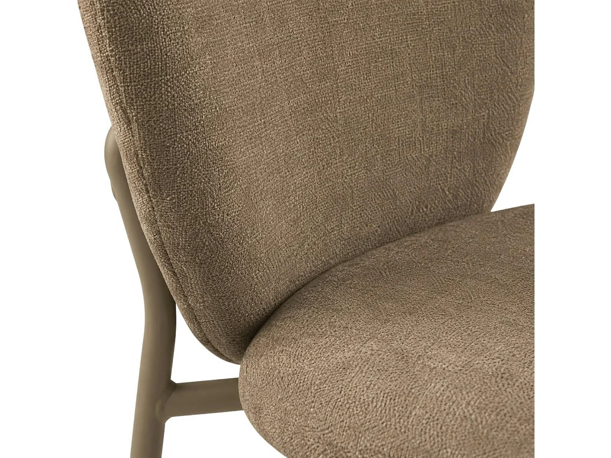 Chaise tissu marron design arrondi (lot de 2) LORA