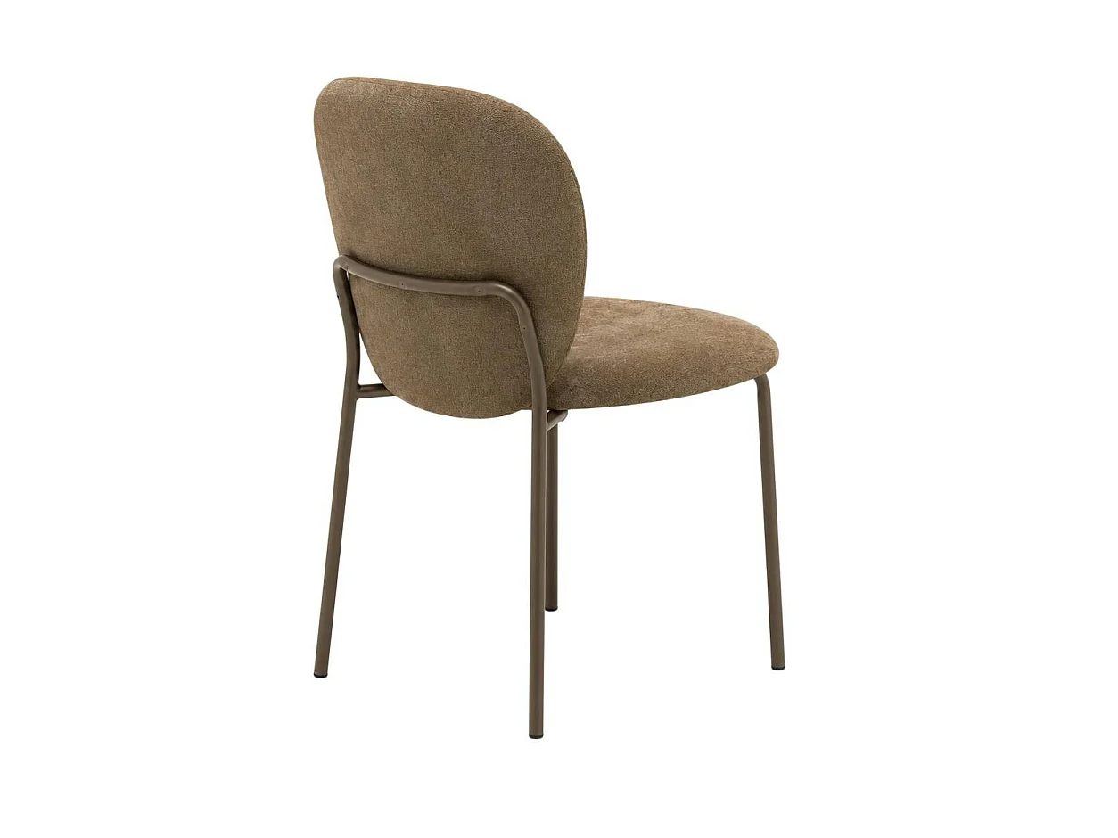 Chaise tissu marron design arrondi (lot de 2) LORA
